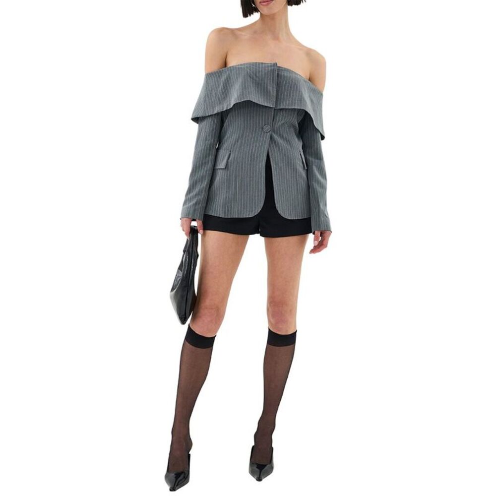 Extro&Vert Womens  Maeve Blazer Top, Grey